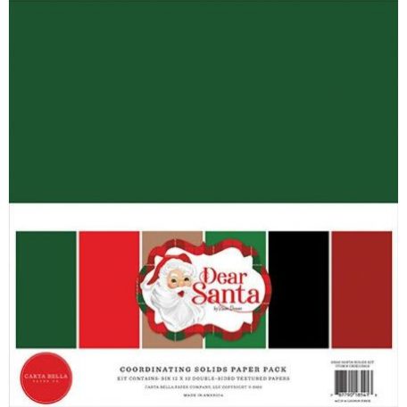 Papírkészlet 12", Carta Bella Dear Santa / Solids Kit - Alapkarton (1 csomag)