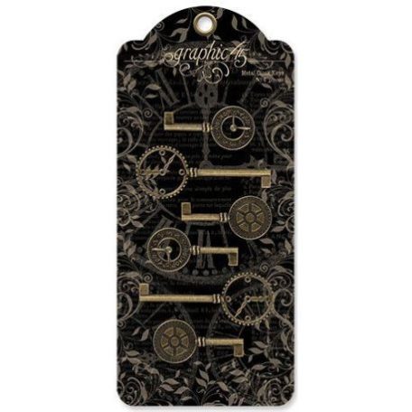 Díszítőelem , Metal Clock Keys / Graphic 45  Antique brass -  (1 csomag)