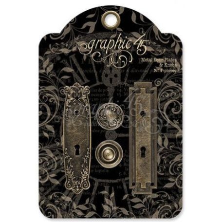 Díszítőelem , Metal Door Plates & Knobs / Graphic 45  Antique brass -  (1 csomag)