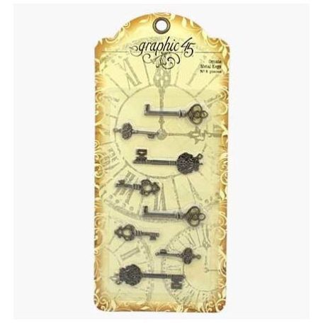 Díszítőelem , Ornate Metal Keys / Graphic 45  Antique brass -  (1 csomag)