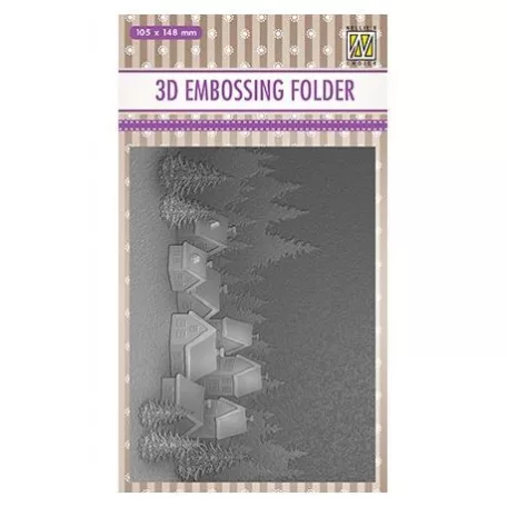 3D Domborító mappa , Christmas serie: -Snowy village- / Nellie's Choice 3D Embossing Folders (1 db)