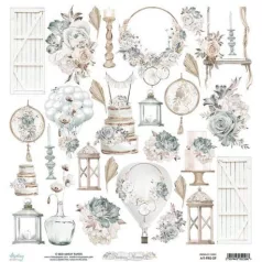   Scrapbook papír 12x12, Mintay Precious Moment / Kivágóív - Elements (1 lap)