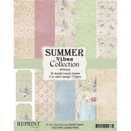 Papírkészlet 6", Reprint Paper Pack  / Summer Vibes - kétoldalas (20 lap)