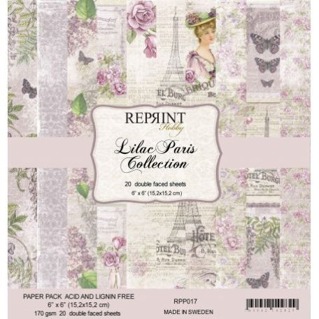 Papírkészlet 6", Reprint Paper Pack  / Lilac Paris - kétoldalas (20 lap)