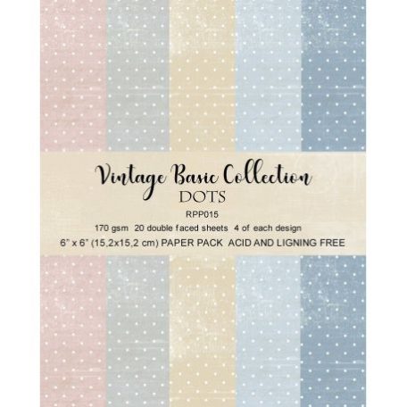 Papírkészlet 6", Reprint Paper Pack  / Dots Basic - kétoldalas (20 lap)