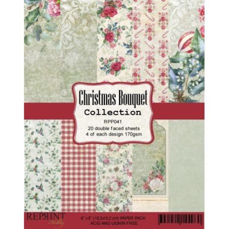 Papírkészlet 6", Reprint Paper Pack  / Christmas Bouquet - kétoldalas (20 lap)