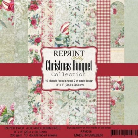 Papírkészlet 8", Reprint Paper Pack  / Christmas Bouquet - kétoldalas (10 lap)