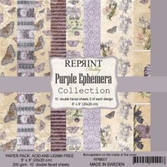   Papírkészlet 8", Reprint Paper Pack  / Purple Ephemera - kétoldalas (10 lap)