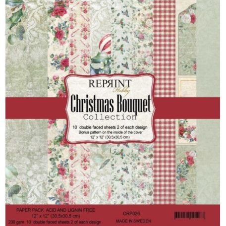 Papírkészlet 12", Reprint Paper Pack  / Christmas Bouquet - kétoldalas (10 lap)