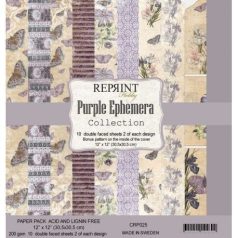   Papírkészlet 12", Reprint Paper Pack  / Purple Ephemera - kétoldalas (10 lap)