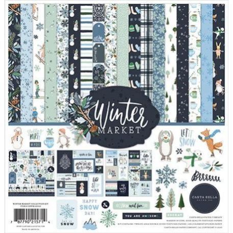 Papírkészlet 12", Carta Bella Winter Market  / Collection Kit -  (1 csomag)