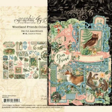 Graphic 45 Komment címkék Woodland Friends / Die-cut Assortment (1 csomag)
