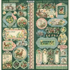 Graphic 45 Matrica Woodland Friends / Stickers (2 ív)