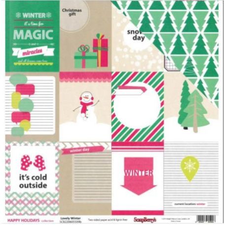 Scrapbook papír 12x12, SB Happy Holidays / Lovely Winter -  (1 ív)