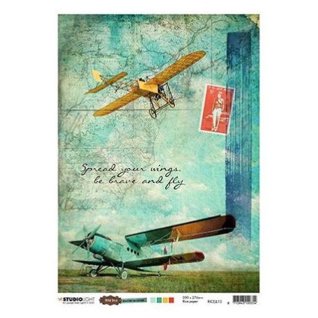 Rizspapír A4, Studio Light Rice Paper / Just Lou -  Aviation Collection - nr.13 -  (1 lap)