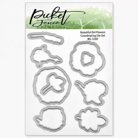 Vágósablon, bélyegzőhöz , Picket Fence Studios Dies / Beautiful Girl Flowers (1 csomag)