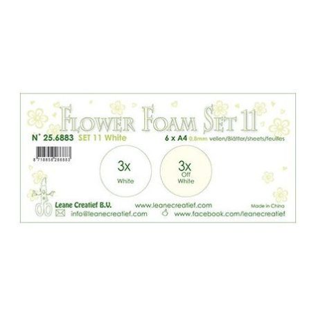Habgumi készlet - Virágkészítéshez 0,8 mm, Leane Creatief Flower Foam / White - Set 11 (6 db)