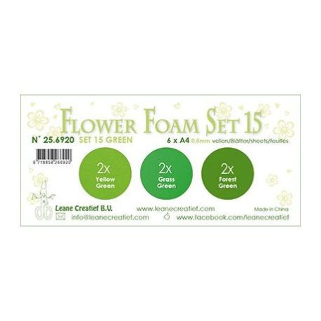 Habgumi készlet - Virágkészítéshez 0,8 mm, Leane Creatief Flower Foam / Green - Set 15 (6 db)