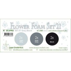   Habgumi készlet - Virágkészítéshez 0,8 mm, Leane Creatief Flower Foam / Grey-Black - Set 21 (6 db)