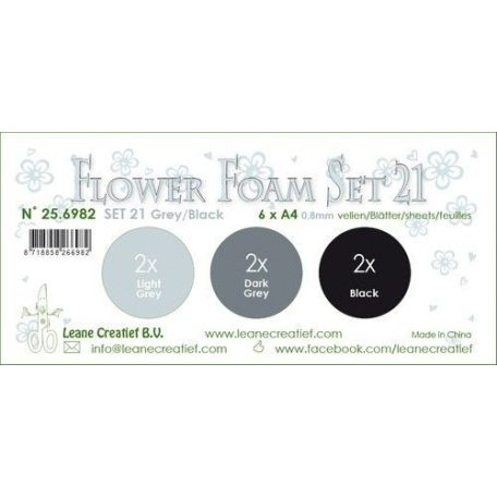 Habgumi készlet - Virágkészítéshez 0,8 mm, Leane Creatief Flower Foam / Grey-Black - Set 21 (6 db)
