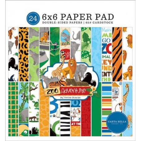 Papírkészlet 6", Carta Bella Zoo Adventure / Paper Pads - Kétoldalas (24 lap)