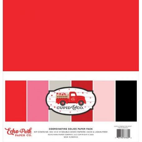 Papírkészlet 12", Echo Park Cupid & Co. / Solids Kit - Alapkarton (1 csomag)