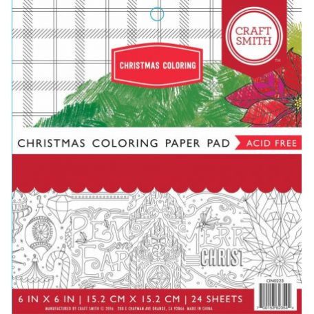 Papírkészlet/Színező 6", Craft Smith Paper Pad / Christmas Coloring -  (24 lap)