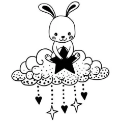   Gumibélyegző,  fa markolattal , Aladine Wooden Stamp / Rabbit Dreams (1 db)