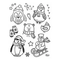   Szilikonbélyegző , ViVa Decor Clear Stamp / Little Winter Friends -  (1 csomag)