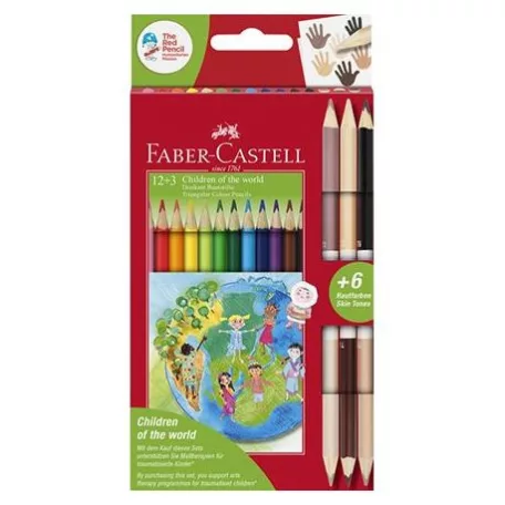 Színesceruza készlet 12 + 3 db, Faber Castell Triangular /  -  (1 csomag)