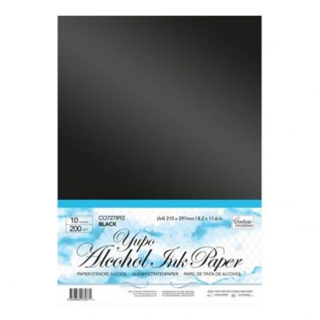 10 ív Fekete Papír Alcohol Ink-hez A4, Yupo papier / 200g - Black (10 ív)