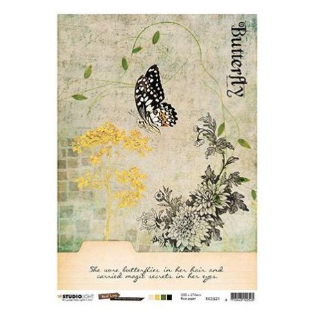 Rizspapír A4, Studio Light Rice Paper / JL Rice Paper Butterfly Collection nr.21 -  (1 lap)
