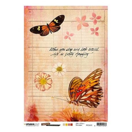 Rizspapír A4, Studio Light Rice Paper / JL Rice Paper Butterfly Collection nr.22 -  (1 lap)