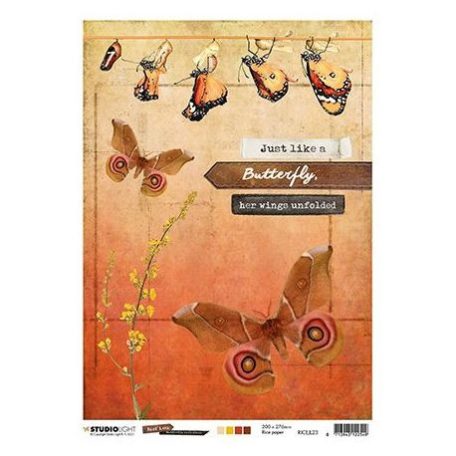 Rizspapír A4, Studio Light Rice Paper / JL Rice Paper Butterfly Collection nr.23 -  (1 lap)