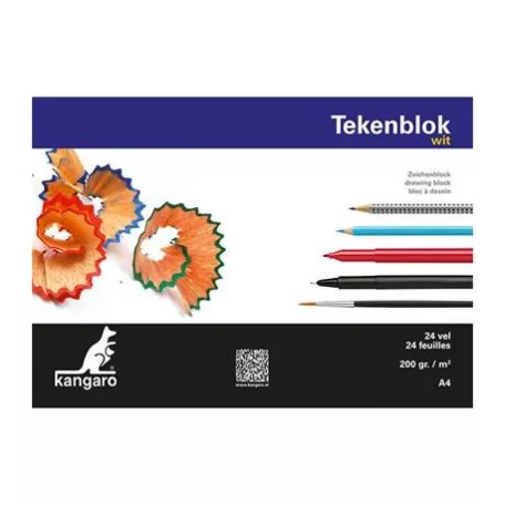 Rajztömb fehér A4, 200 gr / Kangaro Drawing bloc -  (24 lap)