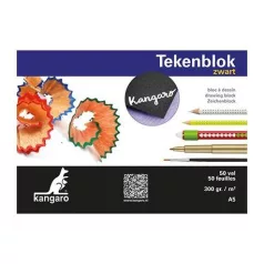   Rajztömb fekete A5, 300 gr / Kangaro Drawing bloc -  (50 lap)
