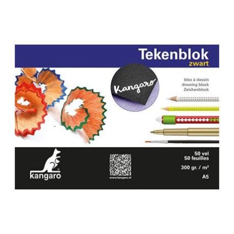 Rajztömb fekete A5, 300 gr / Kangaro Drawing bloc -  (50 lap)