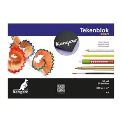   Rajztömb fekete A4, 300 gr / Kangaro Drawing bloc -  (50 lap)