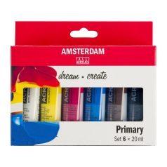    Talens Amsterdam akrilfesték készlet 6x20 ml - Elsődleges színek, Primary Acrylics 6 x 20 ml (1 csomag)