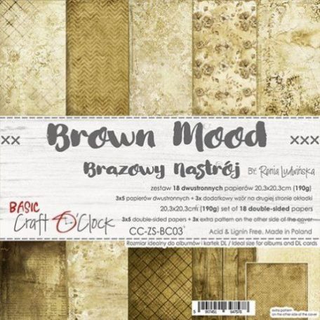 Papírkészlet 8", Basic 03 - Brown Mood / Craft O'Clock Mixed Media - Paper Collection (1 csomag)