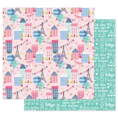   Prima Marketing Traveling Girl Scrapbook papír 12" (30 cm)  Somewhere in Europe (1 lap)