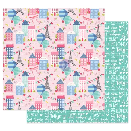 Prima Marketing Traveling Girl Scrapbook papír 12" (30 cm)  Somewhere in Europe (1 lap)