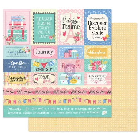 Prima Marketing Traveling Girl Scrapbook papír 12" (30 cm) Travel Girl (1 lap)