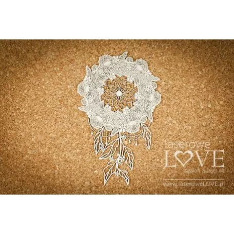 Díszítőelem , Laserowe Love Chipboard / Big dream catcher - Coral, Navy Romance (1 csomag)