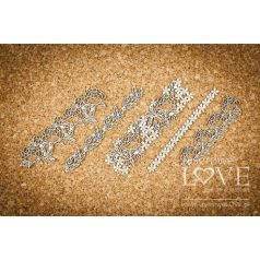   Díszítőelem , Laserowe Love Chipboard / Borders with peonies - Coral, Navy Romance (1 csomag)