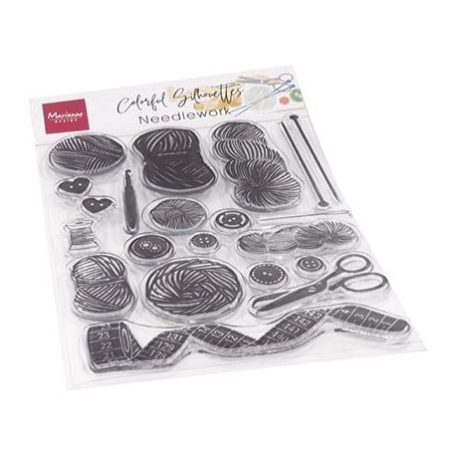Szilikonbélyegző CS1073, Marianne Design Clear Stamp / Clear Stamps - Colorfull Silhouettes - Needle work -  (1 csomag)