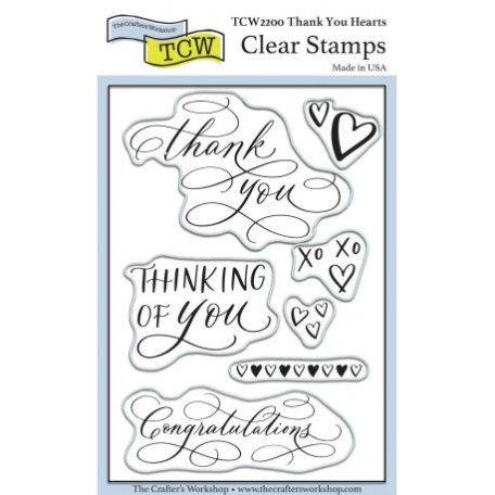 Szilikonbélyegző , TCW Stencil Clear Stamp / Thank You Hearts -  (1 csomag)