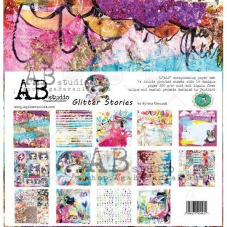 Papírkészlet 12x12, AB Studio scrapbooking paper / Glitter Stories by TandiArt -  (7 lap)