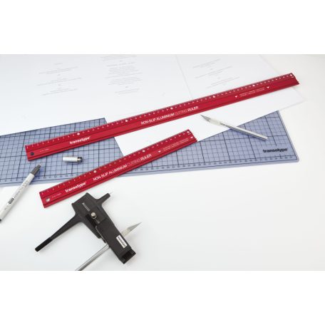 Transotype alumínium vonalzó 30 cm Non-slip aluminium cutting ruler (1 db)
