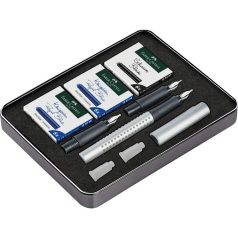  Faber-Castell Kalligráfia készlet - Grip Fountain Pen Calligraphy Set silver (1.1/ 1.4/ 1.8) - 1 (csomag)